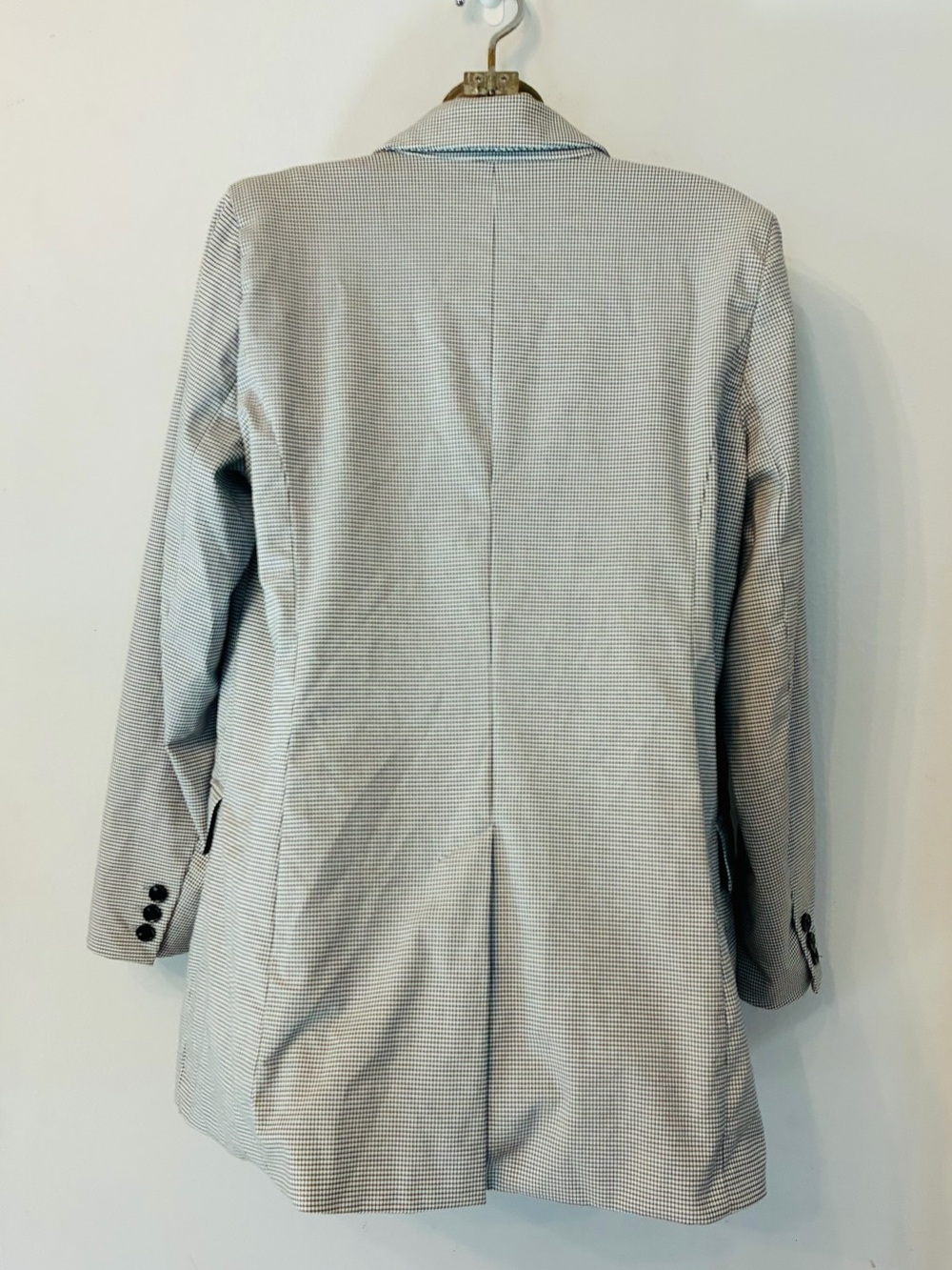 Rachel Zoe Houndstooth Double Breasted Oversized Blazer Black White Size M - Picture 4 of 5
